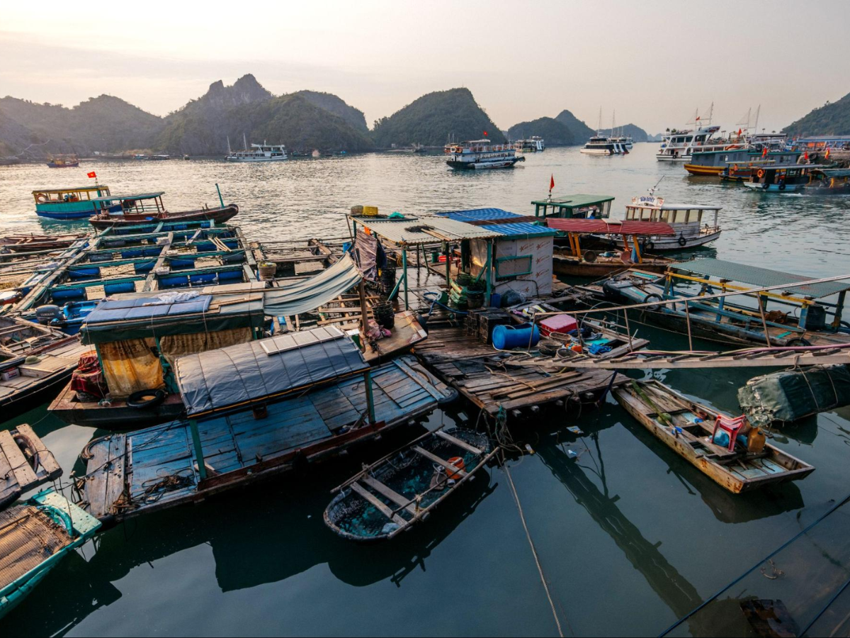 Hình ảnh ngư dân chuẩn bị lưới, tàu thuyền cập bến và những chiếc thúng đầy hải sản yên bình
