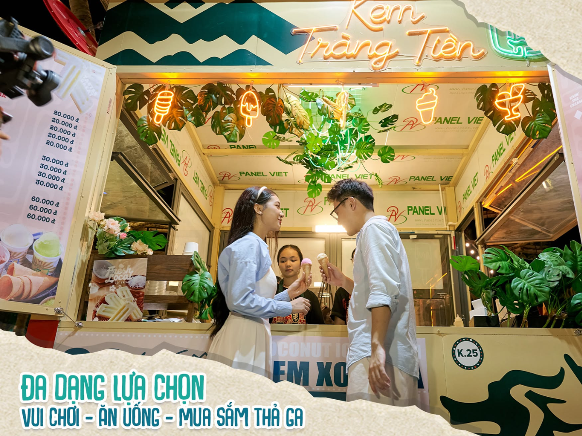 VUI-Fest Cat Ba quy tụ nhiều lựa chọn hấp dẫn như Kem Tràng Tiền, kem Ý, kem kẹp Singapore