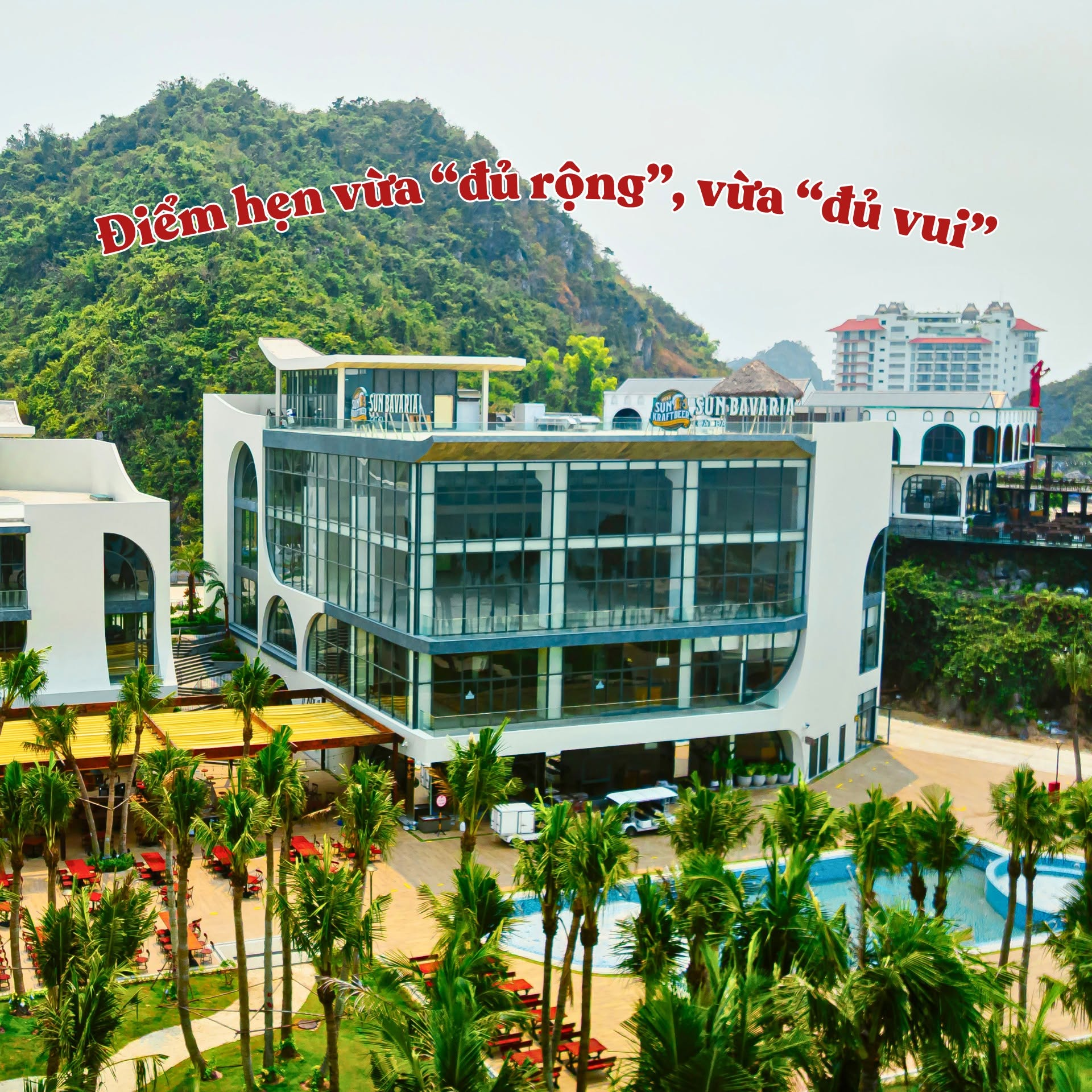 Sun Bravia Cat Ba sở hữu vị trí đẹp bên Vịnh trung tâm với tầm nhìn hướng biển rộng mở