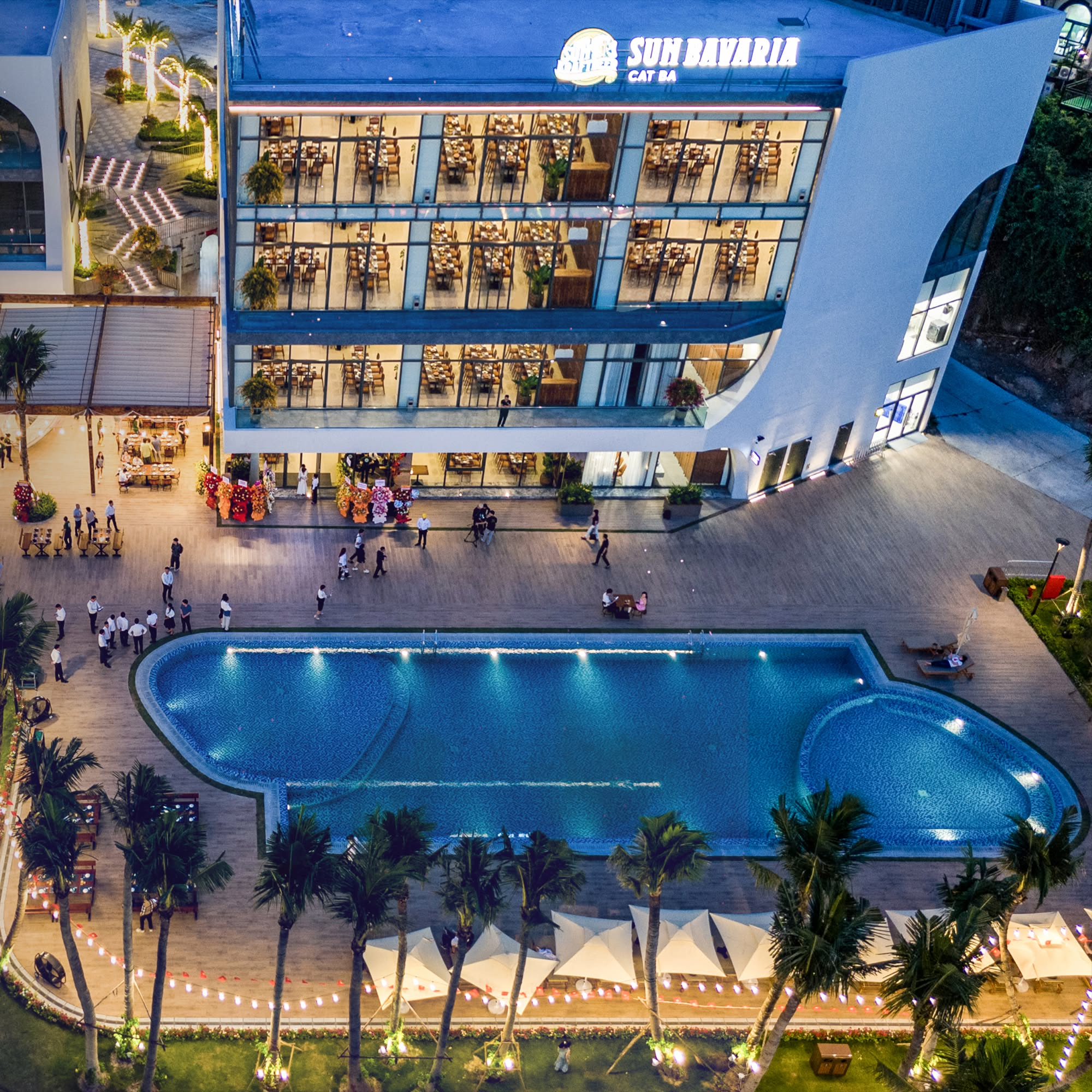 Sun Bavaria Cat Ba offers an ideal seaside dining setting to end a day exploring Cat Ba Island
