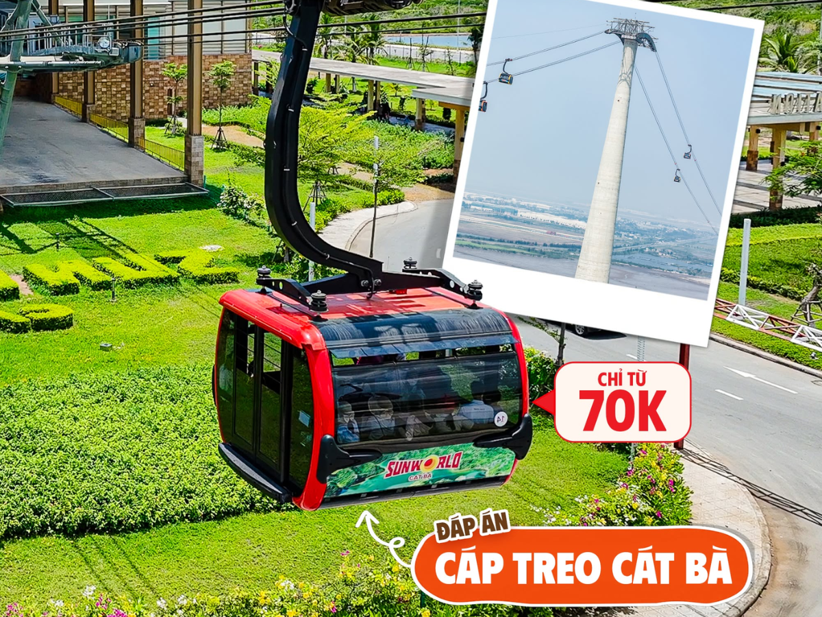 Hành trình cáp treo giúp du khách vừa di chuyển vừa quan sát cảnh quan biển đảo từ trên cao