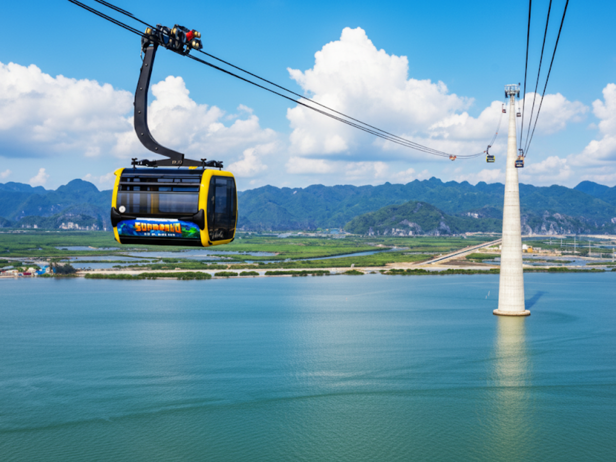 The scenery of Sun World Cat Ba cable car seen from above.