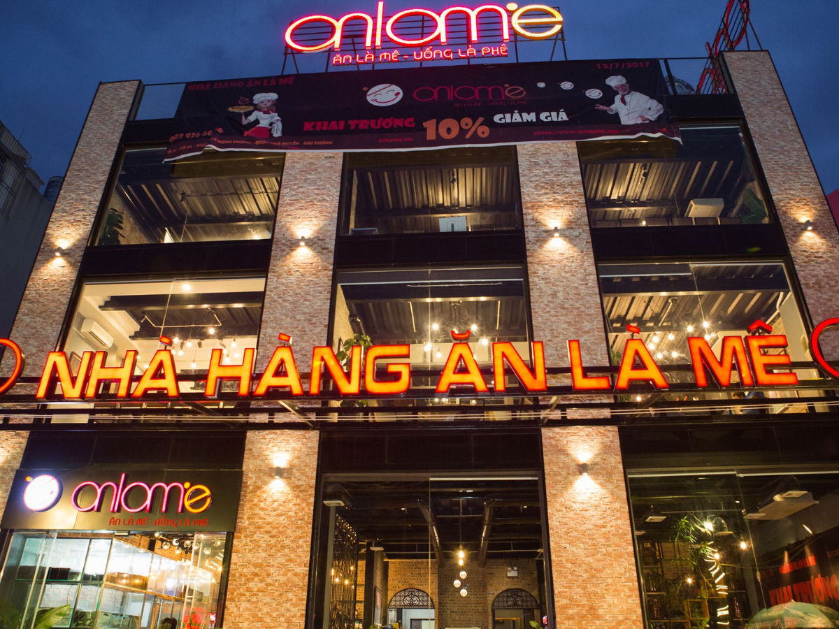 Mặt tiền sang trọng của nhà hàng Anlame.