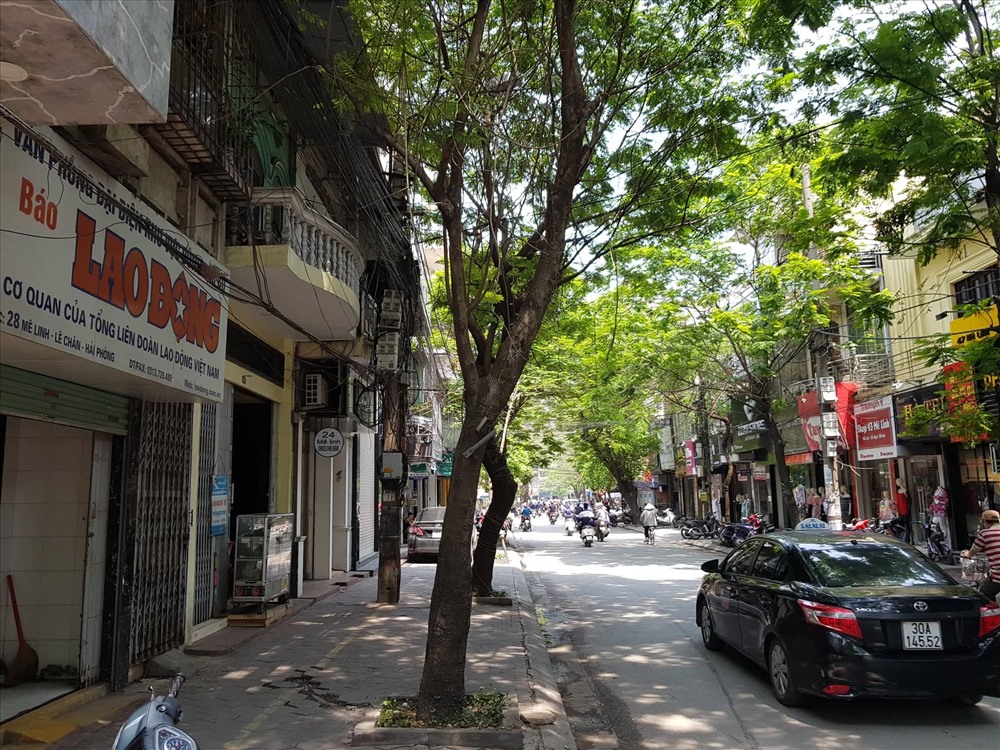Một góc yên bình rợp bóng cây xanh trên phố cổ Hải Phòng